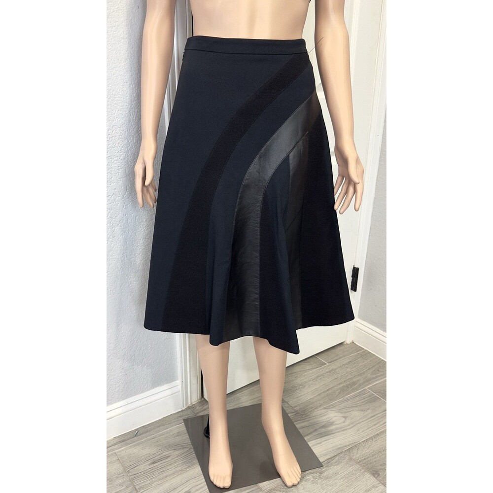 Emanuel Ungaro Paris Leather Mixed Media A-Line Midi Skirt Italy NWT 6 - $2,525